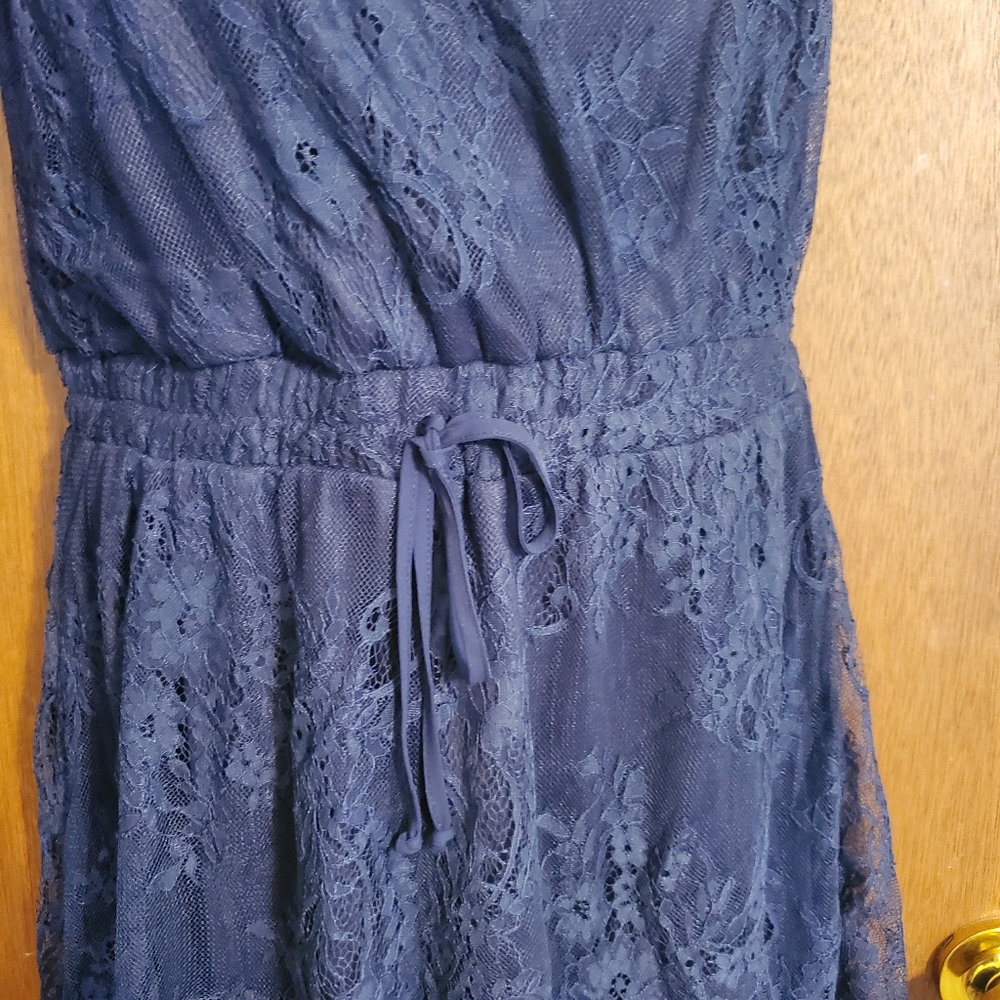 Navy blue lace romper - Picture 3 of 8